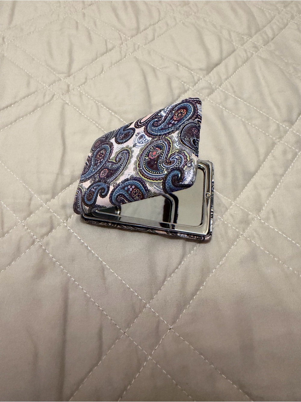 Amazon Foldable Compact Mirror with Blue Paisley Cover
